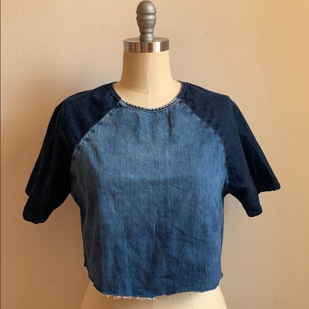 Topshop Denim Cropped Top
